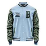 Custom Light Blue Dark Green Jacket JA080806081717060617