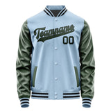 Custom Light Blue Dark Green Jacket JA0808060817B31706