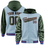 Custom Light Blue Dark Green Jacket