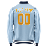 Custom Light-Blue Gold Solid Color Varsity Letterman Jacket