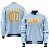 Custom Light-Blue Gold Solid Color Varsity Letterman Jacket