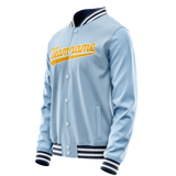 Custom Light-Blue Gold Solid Color Varsity Letterman Jacket