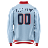 Custom Light-Blue Red Solid Color Varsity Letterman Jacket