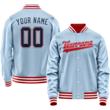Custom Light-Blue Red Solid Color Varsity Letterman Jacket