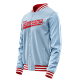 Custom Light-Blue Red Solid Color Varsity Letterman Jacket