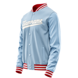 Custom Light-Blue White Solid Color Varsity Letterman Jacket