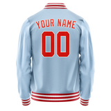 Custom Light-Blue Orange Solid Color Varsity Letterman Jacket