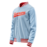 Custom Light-Blue Orange Solid Color Varsity Letterman Jacket