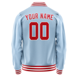 Custom Light-Blue Red Solid Color Varsity Letterman Jacket