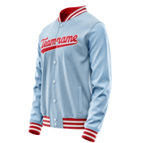 Custom Light-Blue Red Solid Color Varsity Letterman Jacket
