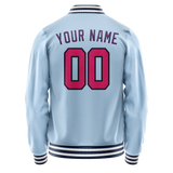Custom Light-Blue Purple Solid Color Varsity Letterman Jacket
