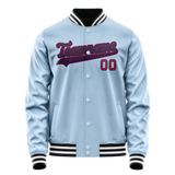 Custom Light-Blue Purple Solid Color Varsity Letterman Jacket