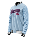 Custom Light-Blue Purple Solid Color Varsity Letterman Jacket