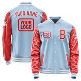 Custom Light Blue Orange Red Jacket JA080812081818121218