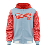 Custom Light Blue Orange Red Jacket
