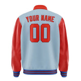 Custom Light Blue Orange Red Jacket