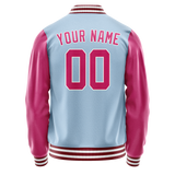 Custom Light-Blue Pink Solid Color Varsity Letterman Jacket