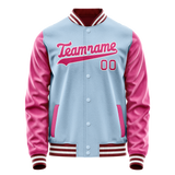 Custom Light-Blue Pink Solid Color Varsity Letterman Jacket