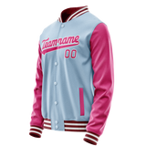 Custom Light-Blue Pink Solid Color Varsity Letterman Jacket