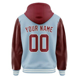 Custom Light Blue Crimson Red Jacket