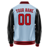 Custom Light-Blue Crimson Solid Color Varsity Letterman Jacket