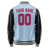 Custom Light-Blue Pink Solid Color Varsity Letterman Jacket