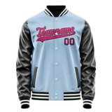 Custom Light-Blue Pink Solid Color Varsity Letterman Jacket