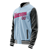 Custom Light-Blue Pink Solid Color Varsity Letterman Jacket