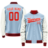 Custom Light-Blue White Solid Color Varsity Letterman Jacket