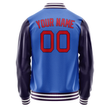 Custom Electric-Blue Purple Solid Color Varsity Letterman Jacket