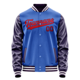 Custom Electric-Blue Purple Solid Color Varsity Letterman Jacket