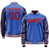 Custom Electric-Blue Purple Solid Color Varsity Letterman Jacket