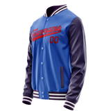 Custom Electric-Blue Purple Solid Color Varsity Letterman Jacket
