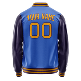 Custom Electric-Blue Purple Solid Color Varsity Letterman Jacket