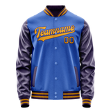 Custom Electric-Blue Purple Solid Color Varsity Letterman Jacket