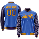 Custom Electric-Blue Purple Solid Color Varsity Letterman Jacket