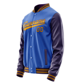Custom Electric-Blue Purple Solid Color Varsity Letterman Jacket