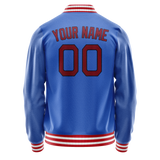 Custom Electric-Blue Crimson Solid Color Varsity Letterman Jacket