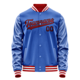 Custom Electric-Blue Crimson Solid Color Varsity Letterman Jacket