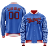 Custom Electric-Blue Crimson Solid Color Varsity Letterman Jacket