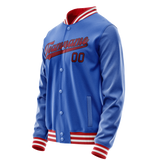 Custom Electric-Blue Crimson Solid Color Varsity Letterman Jacket