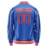 Custom Electric-Blue Crimson Solid Color Varsity Letterman Jacket