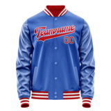 Custom Electric-Blue Crimson Solid Color Varsity Letterman Jacket