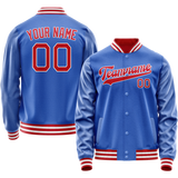 Custom Electric-Blue Crimson Solid Color Varsity Letterman Jacket