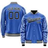 Custom Electric-Blue Black Solid Color Varsity Letterman Jacket