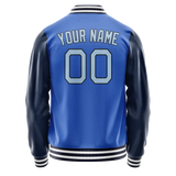 Custom Electric-Blue Navy Solid Color Varsity Letterman Jacket