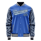 Custom Electric-Blue Navy Solid Color Varsity Letterman Jacket