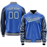 Custom Electric-Blue Navy Solid Color Varsity Letterman Jacket
