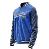 Custom Electric-Blue Navy Solid Color Varsity Letterman Jacket