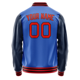 Custom Electric-Blue Navy Solid Color Varsity Letterman Jacket